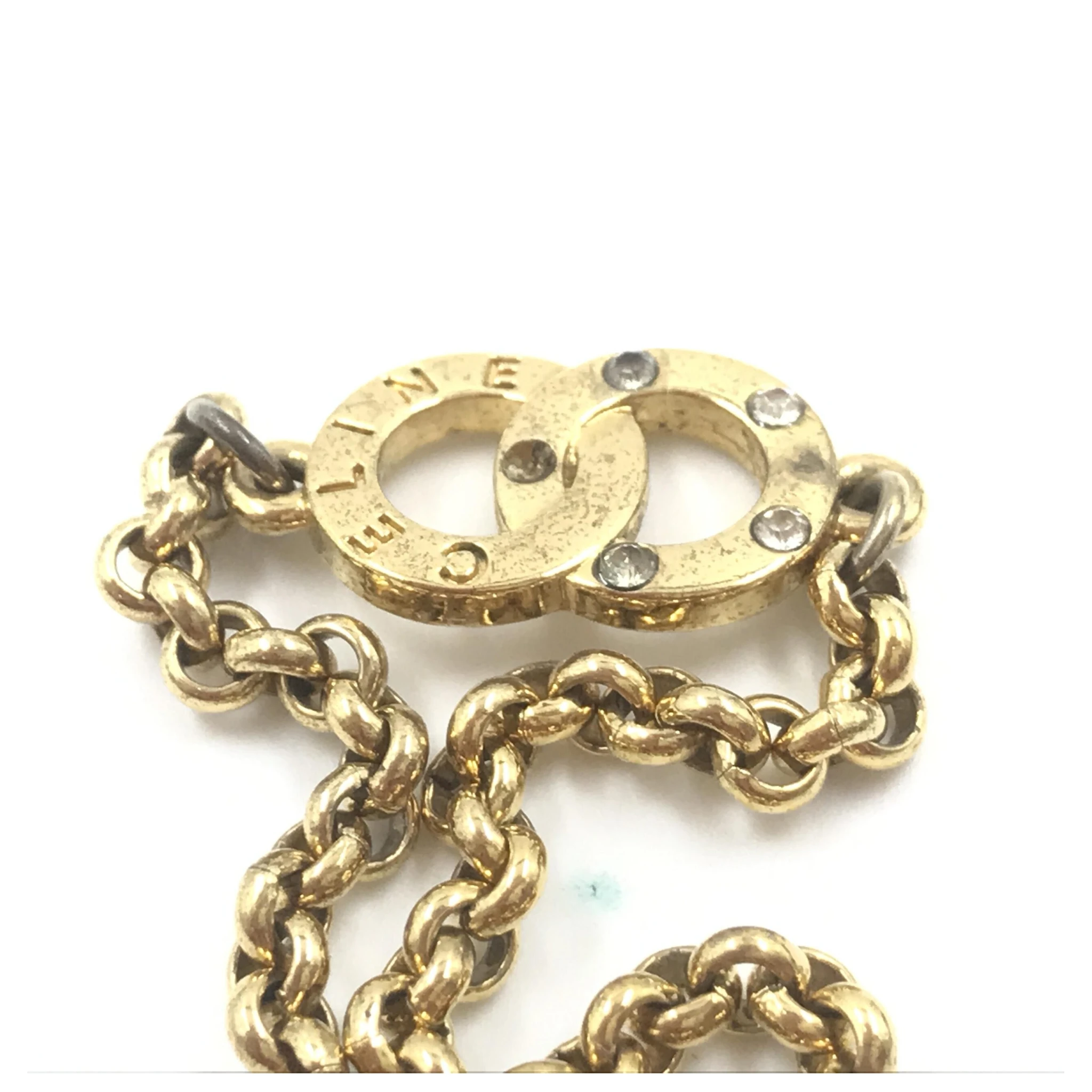 Gold Plated Chain Bracelet With Logo Charm