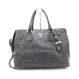 Galleria Vitello Daino Black Leather Top Handle Bag