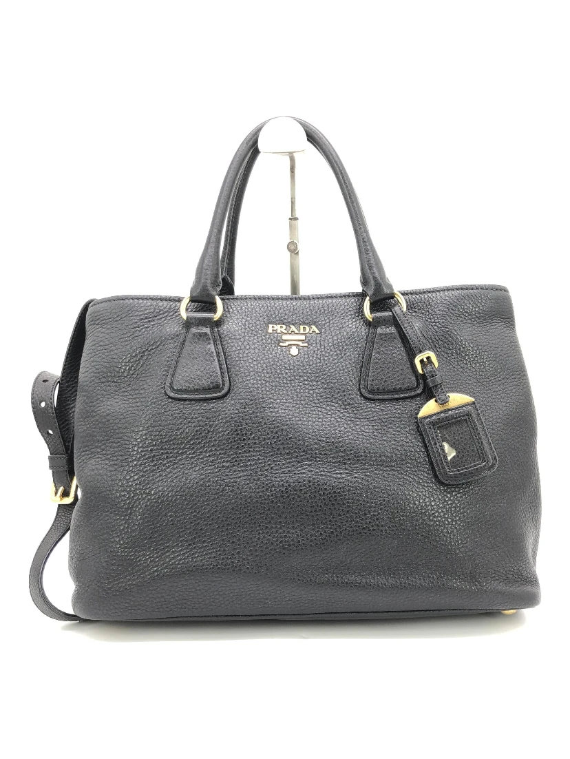 Galleria Vitello Daino Black Leather Top Handle Bag