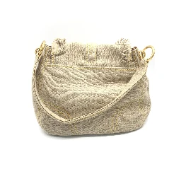 Fringe Canvas Crossbody Handbag With Gold Accents