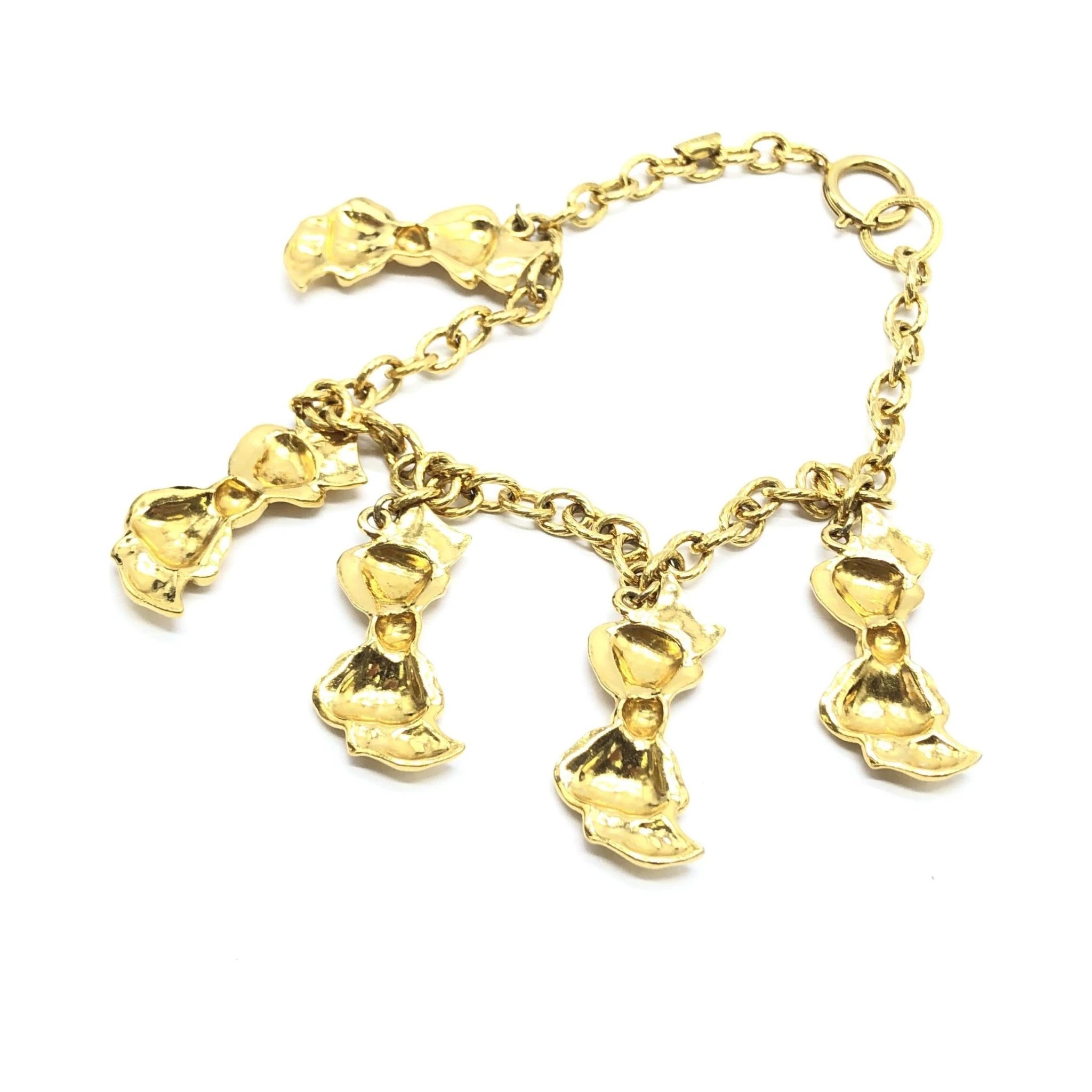 Gold Plated Chain Necklace With Bow Charms