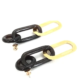 Gold Plated And Black Chain Link Earrings
