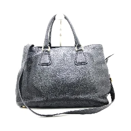 Galleria Vitello Daino Black Leather Top Handle Bag