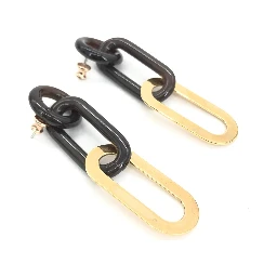 Gold Plated And Black Chain Link Earrings