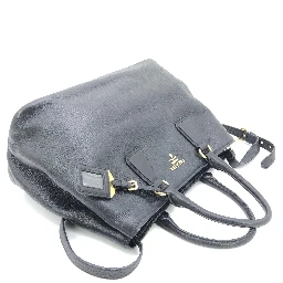 Galleria Vitello Daino Black Leather Top Handle Bag