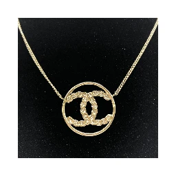 Gold Tone CC Circle Pendant Necklace