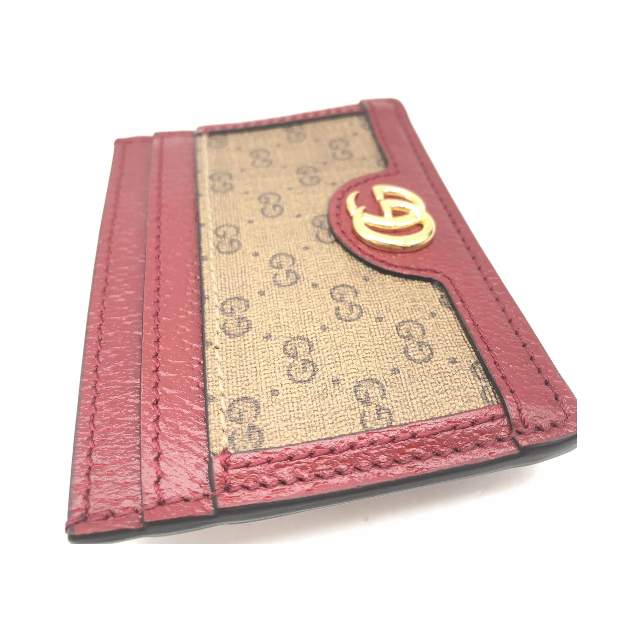 GG Supreme Card Case In Burgundy