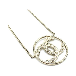 Gold Tone CC Circle Pendant Necklace