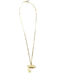 Dolphin Motif Rhinestone Gold Plated Necklace
