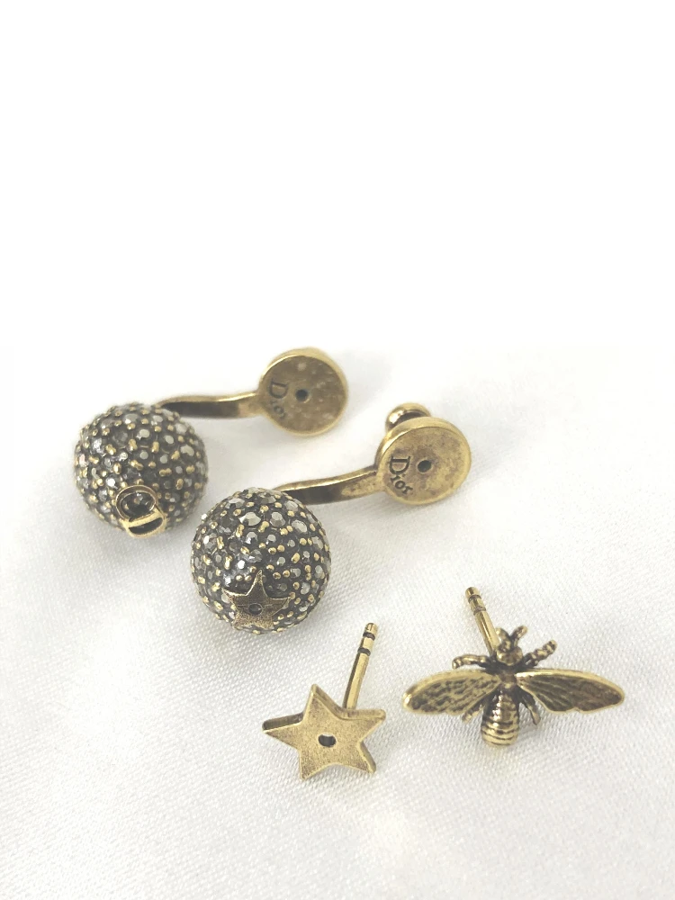 Crystal Embellished Metal Bee Earrings