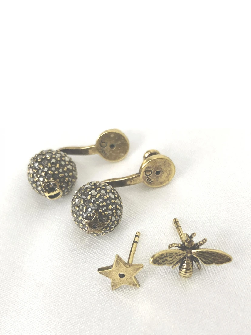 Crystal Embellished Metal Bee Earrings