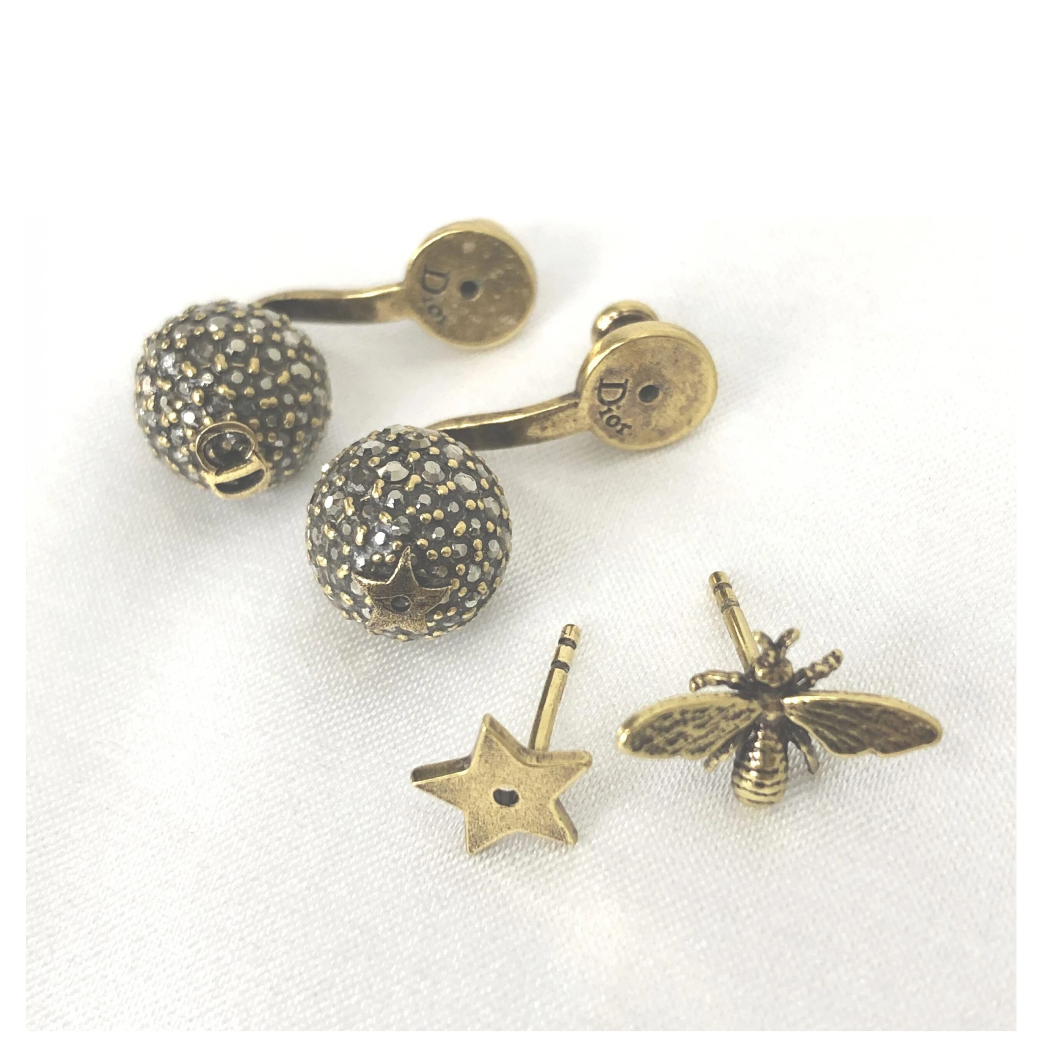 Crystal Embellished Metal Bee Earrings