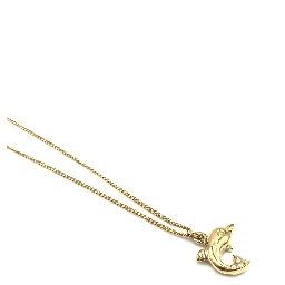 Dolphin Motif Rhinestone Gold Plated Necklace