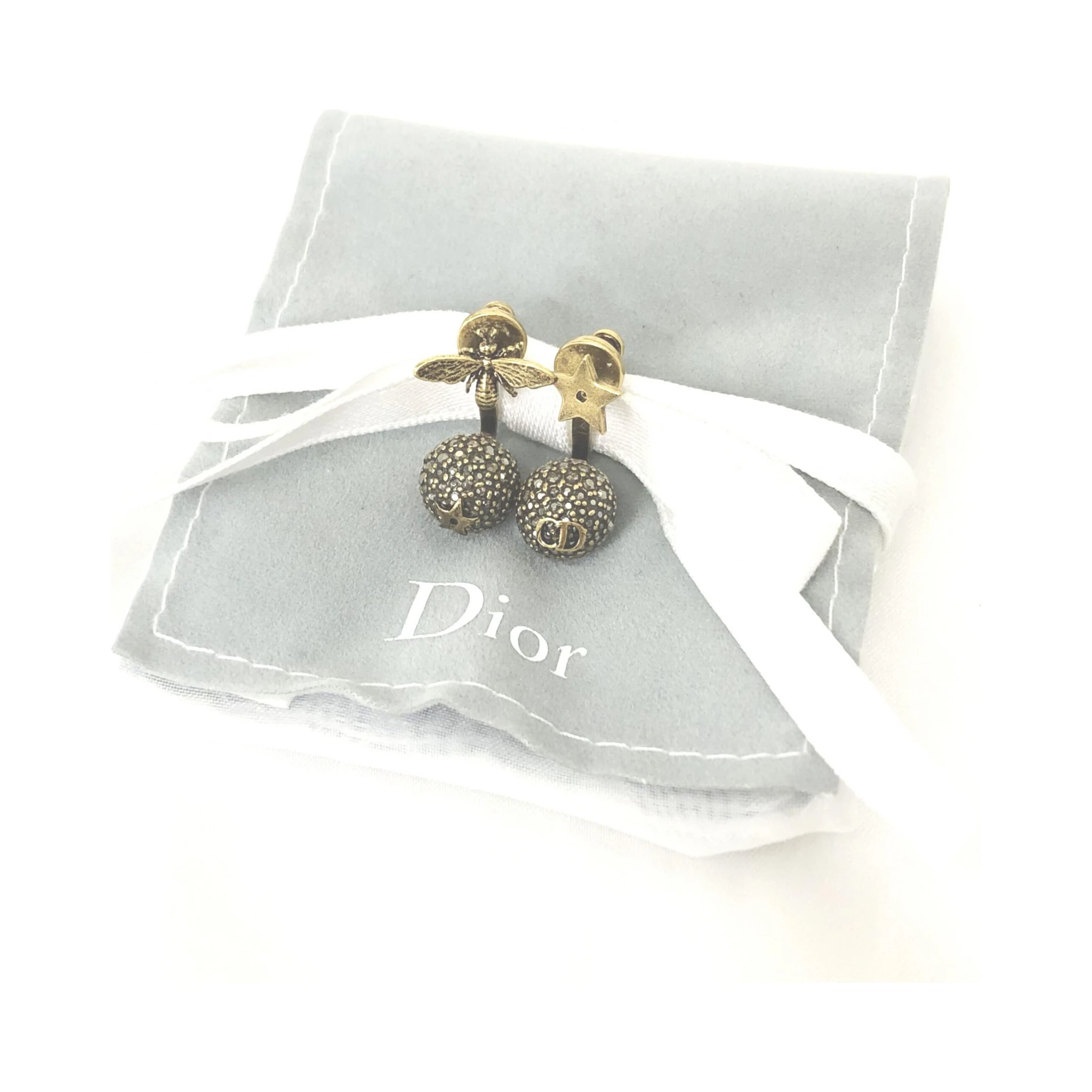 Crystal Embellished Metal Bee Earrings