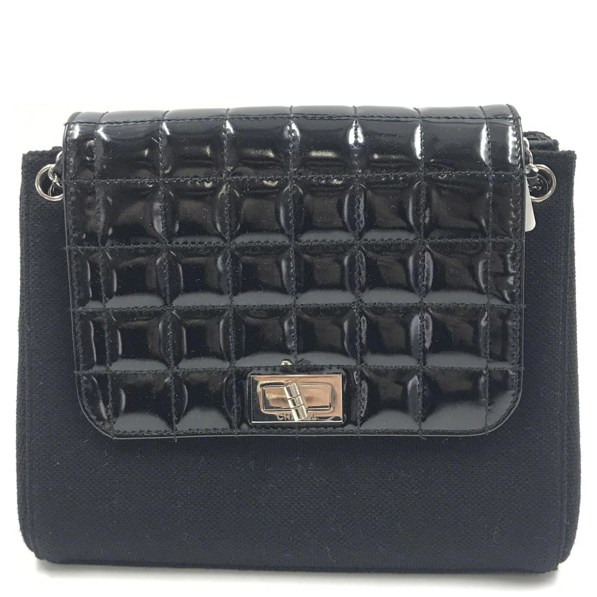 Chocolate Bar Patent Leather Shoulder Bag