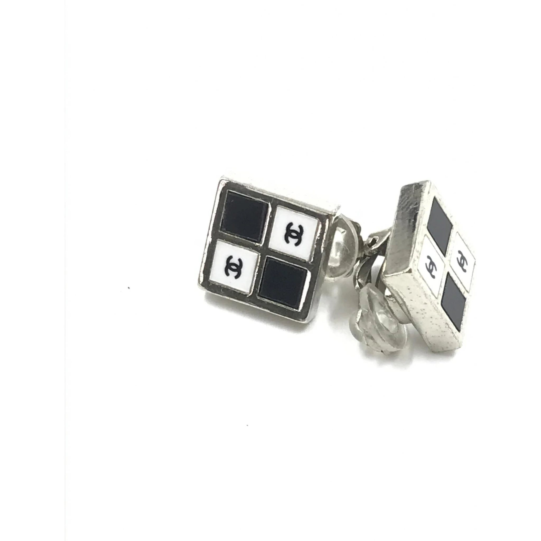 Coco Mark Earrings Black/White/Silver