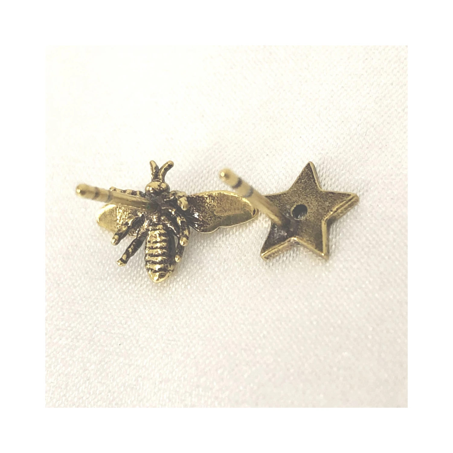 Crystal Embellished Metal Bee Earrings