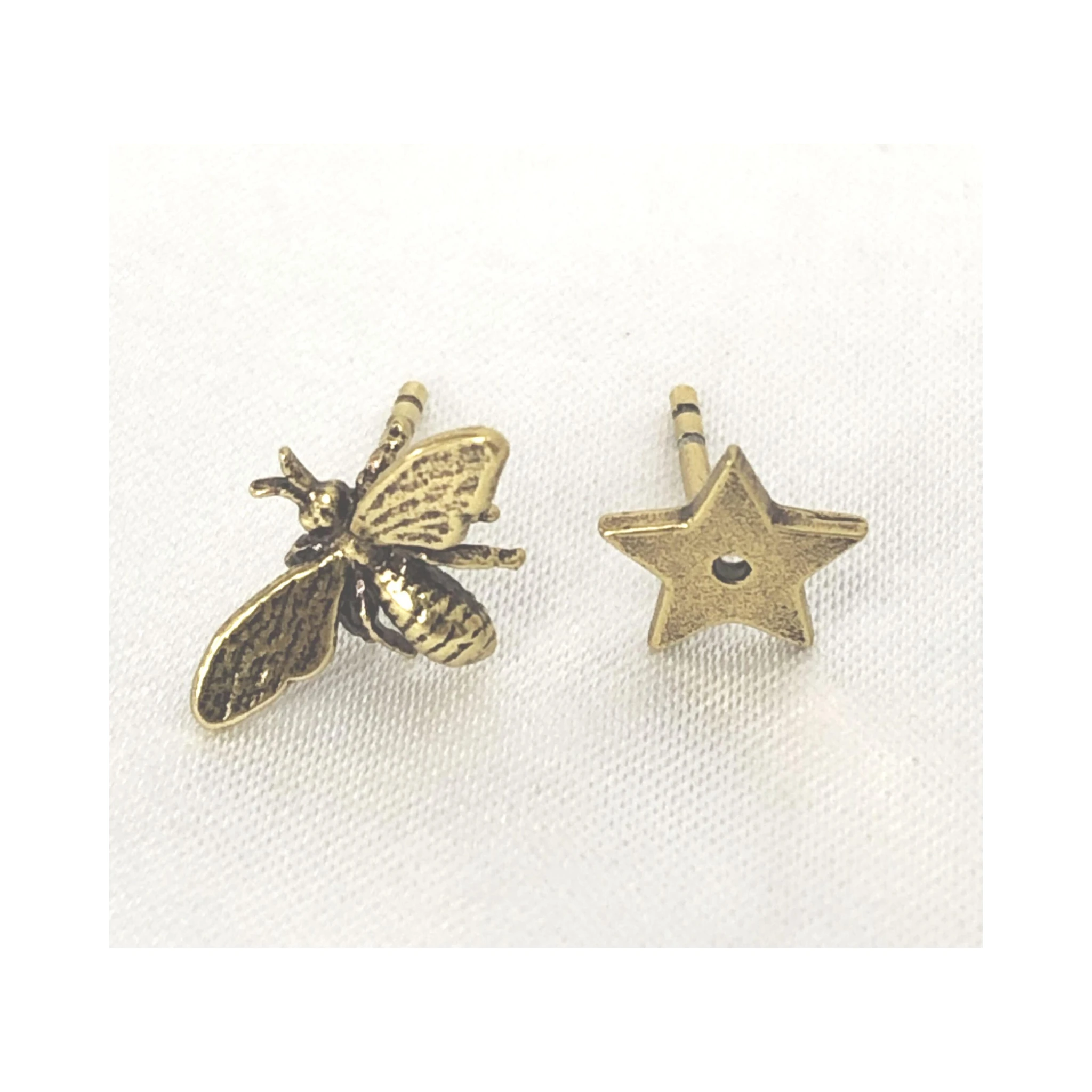 Crystal Embellished Metal Bee Earrings