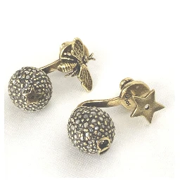 Crystal Embellished Metal Bee Earrings