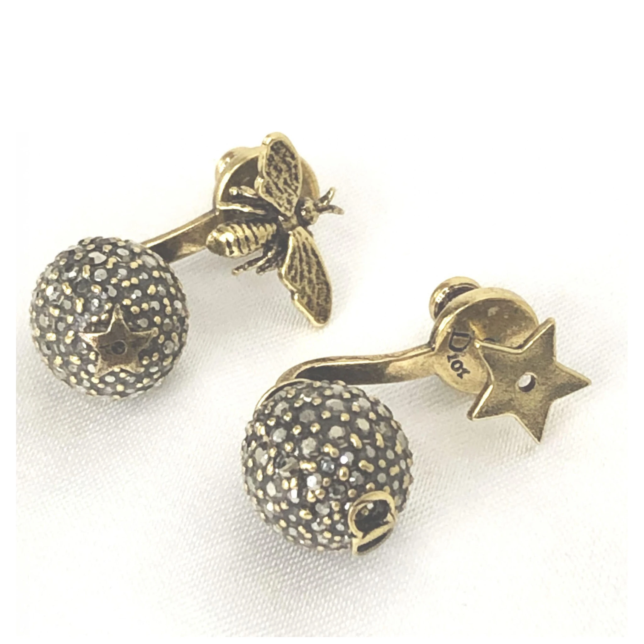 Crystal Embellished Metal Bee Earrings