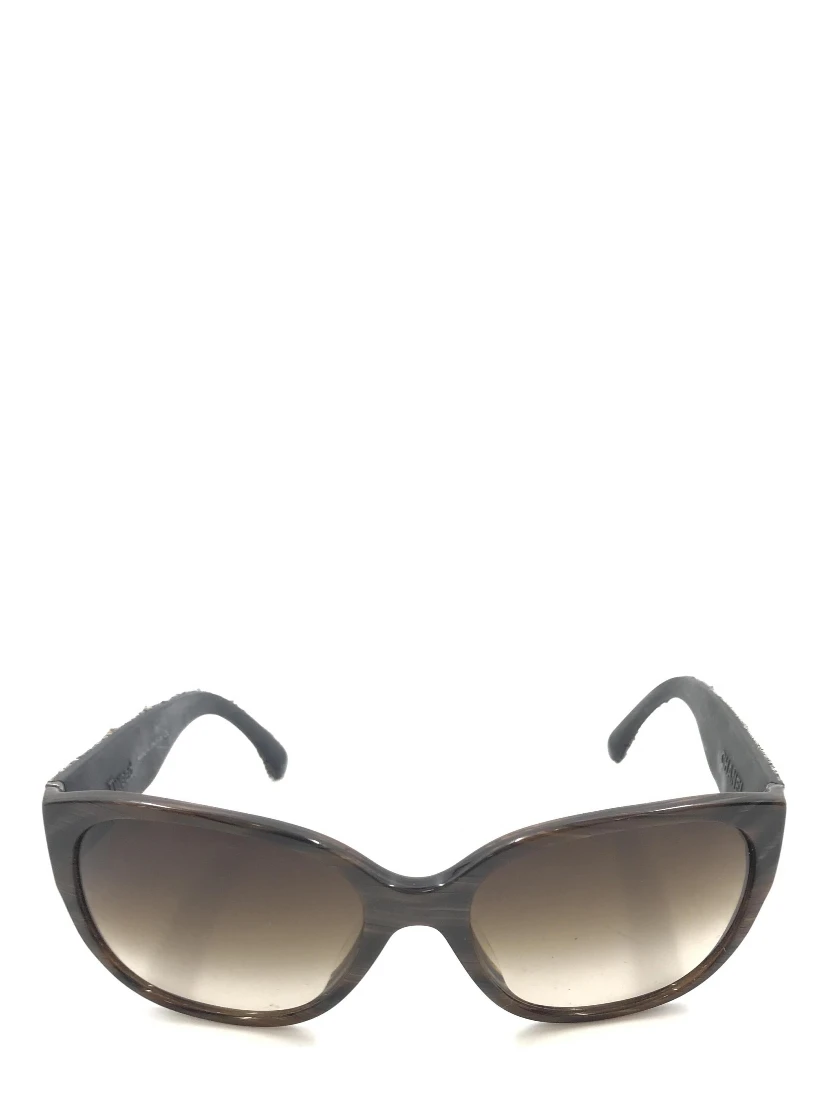 Brown Frame With Tweed Accents Sunglasses