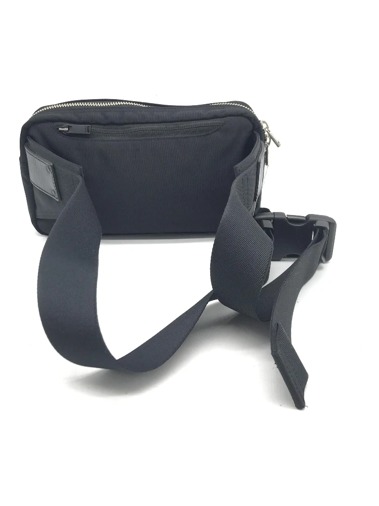 Black Waist Pouch With Zippered Compartments