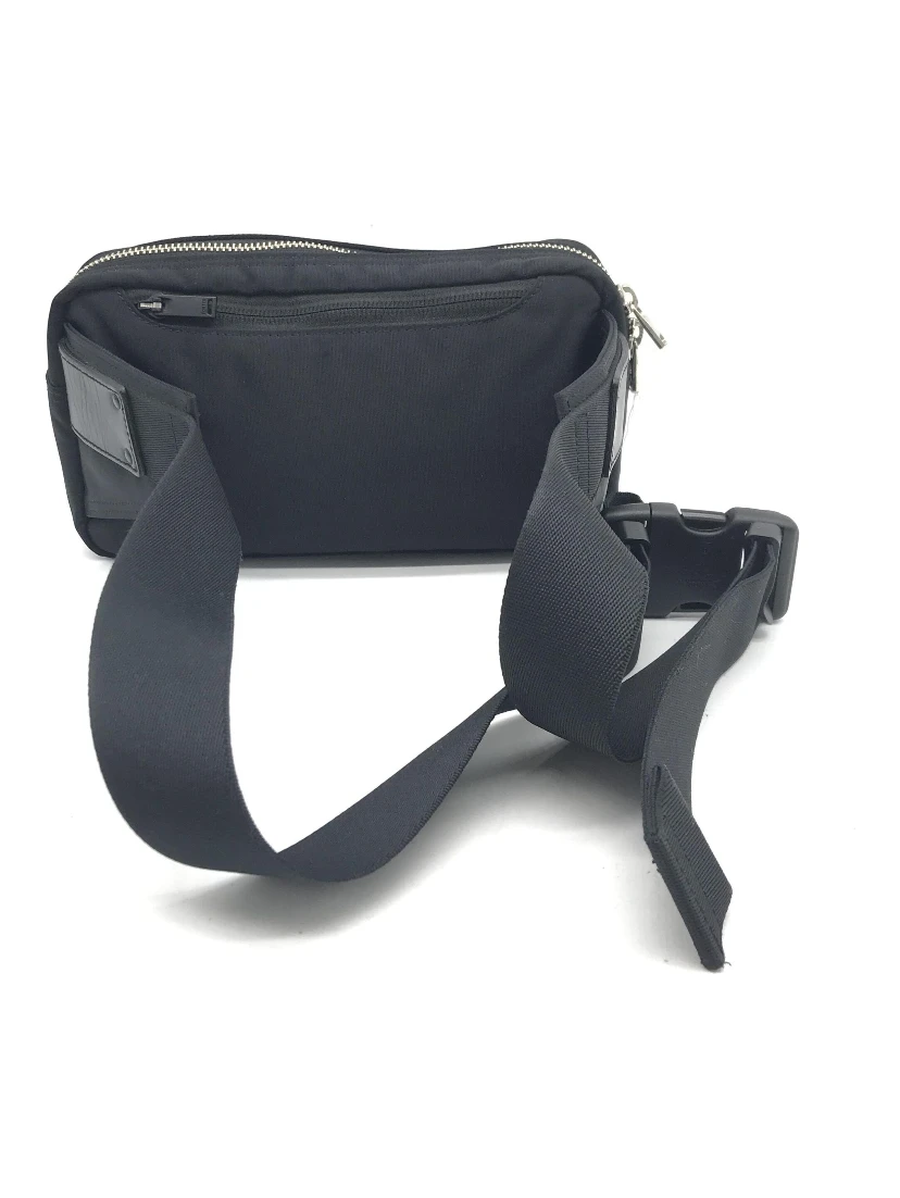 Black Waist Pouch With Zippered Compartments