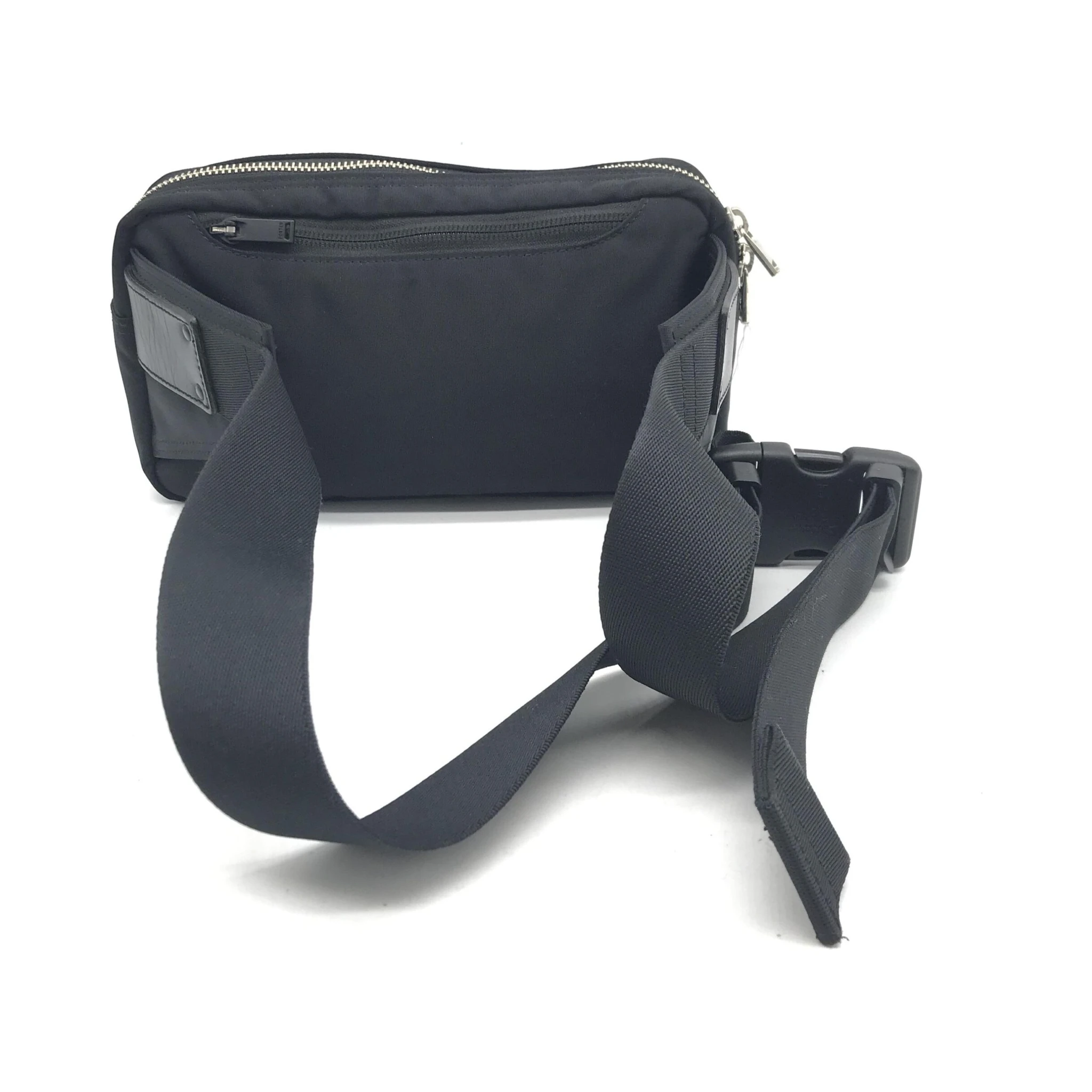 Black Waist Pouch With Zippered Compartments