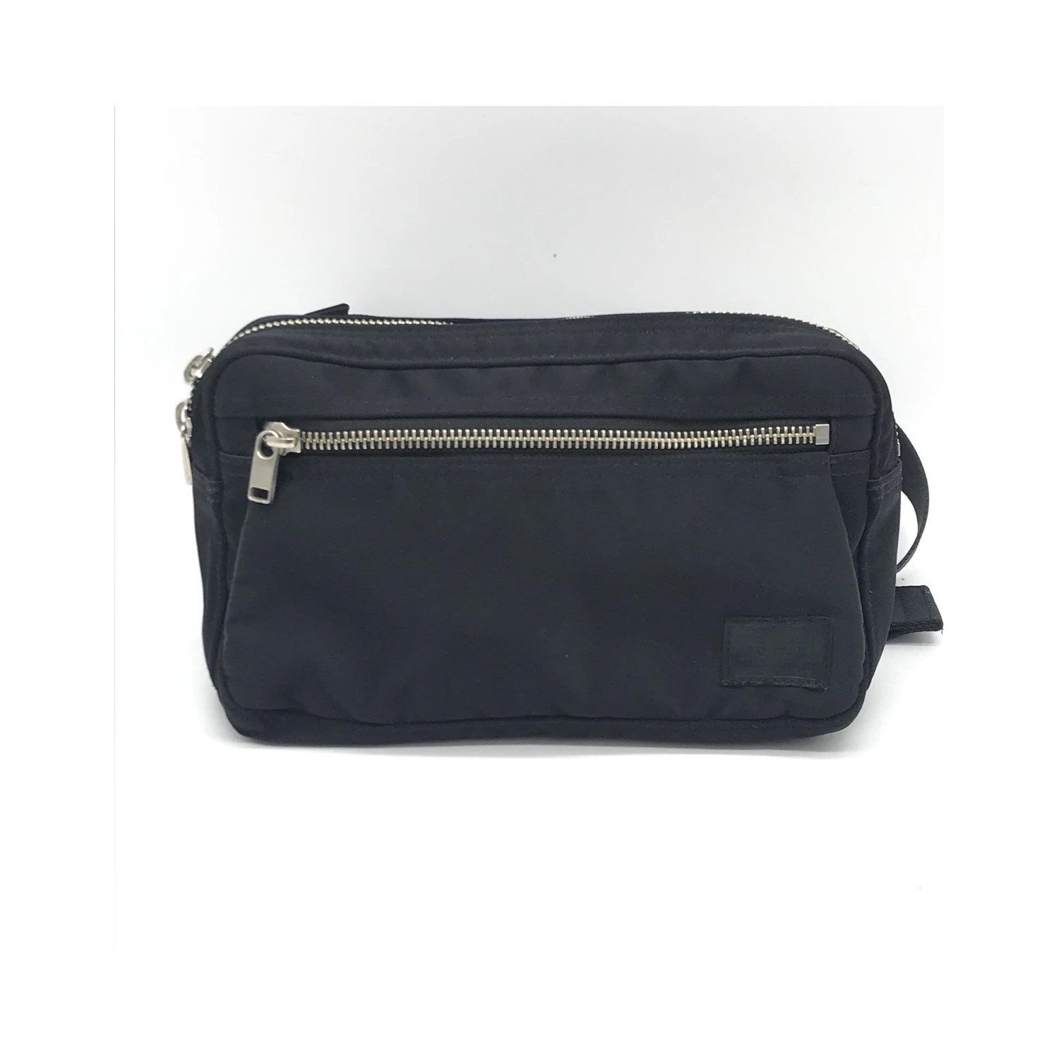 Black Waist Pouch With Zippered Compartments