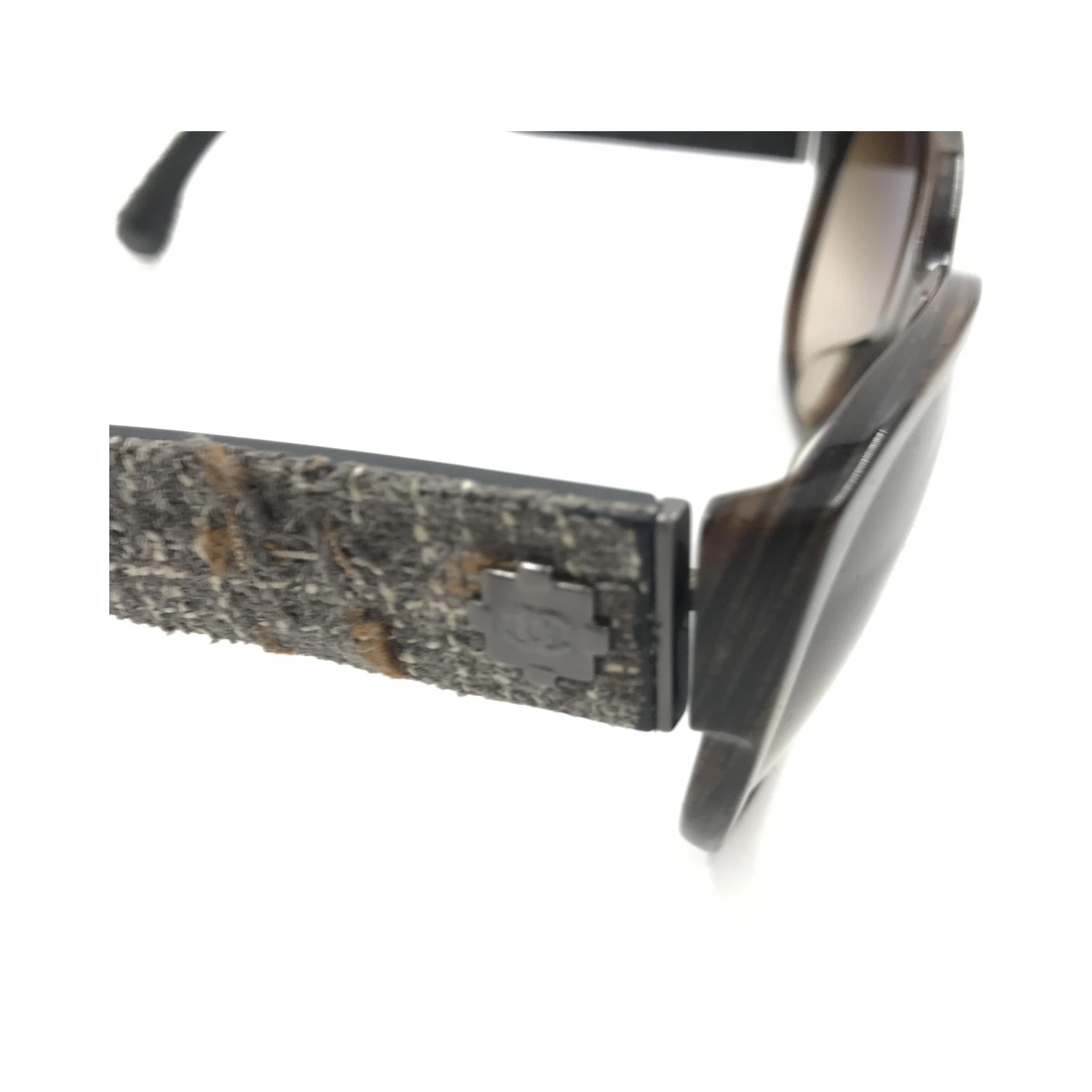 Brown Frame With Tweed Accents Sunglasses