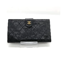Black Quilted Leather Long Wallet