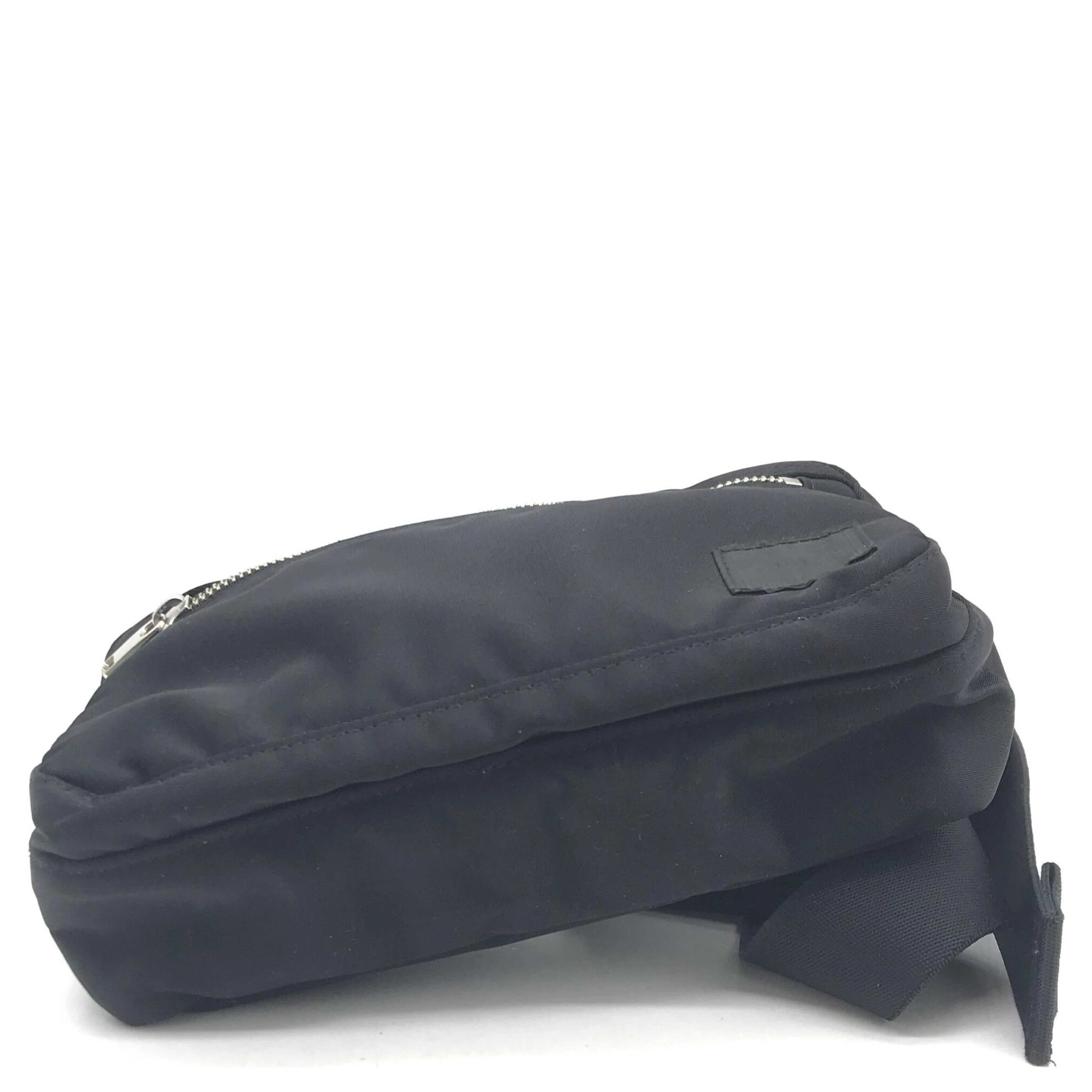 Black Waist Pouch With Zippered Compartments