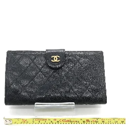Black Quilted Leather Long Wallet