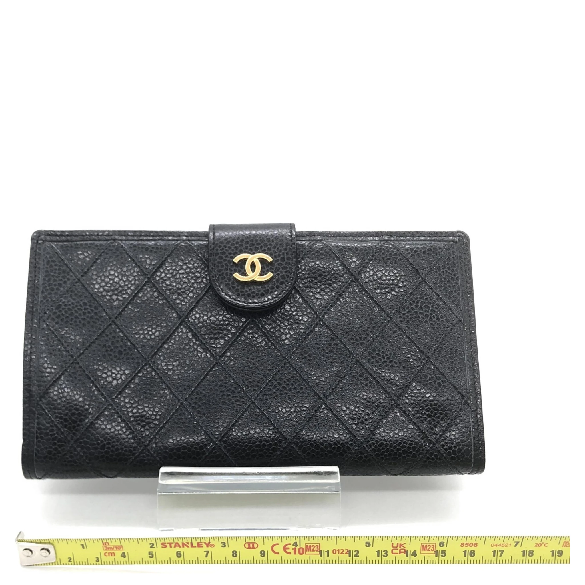 Black Quilted Leather Long Wallet