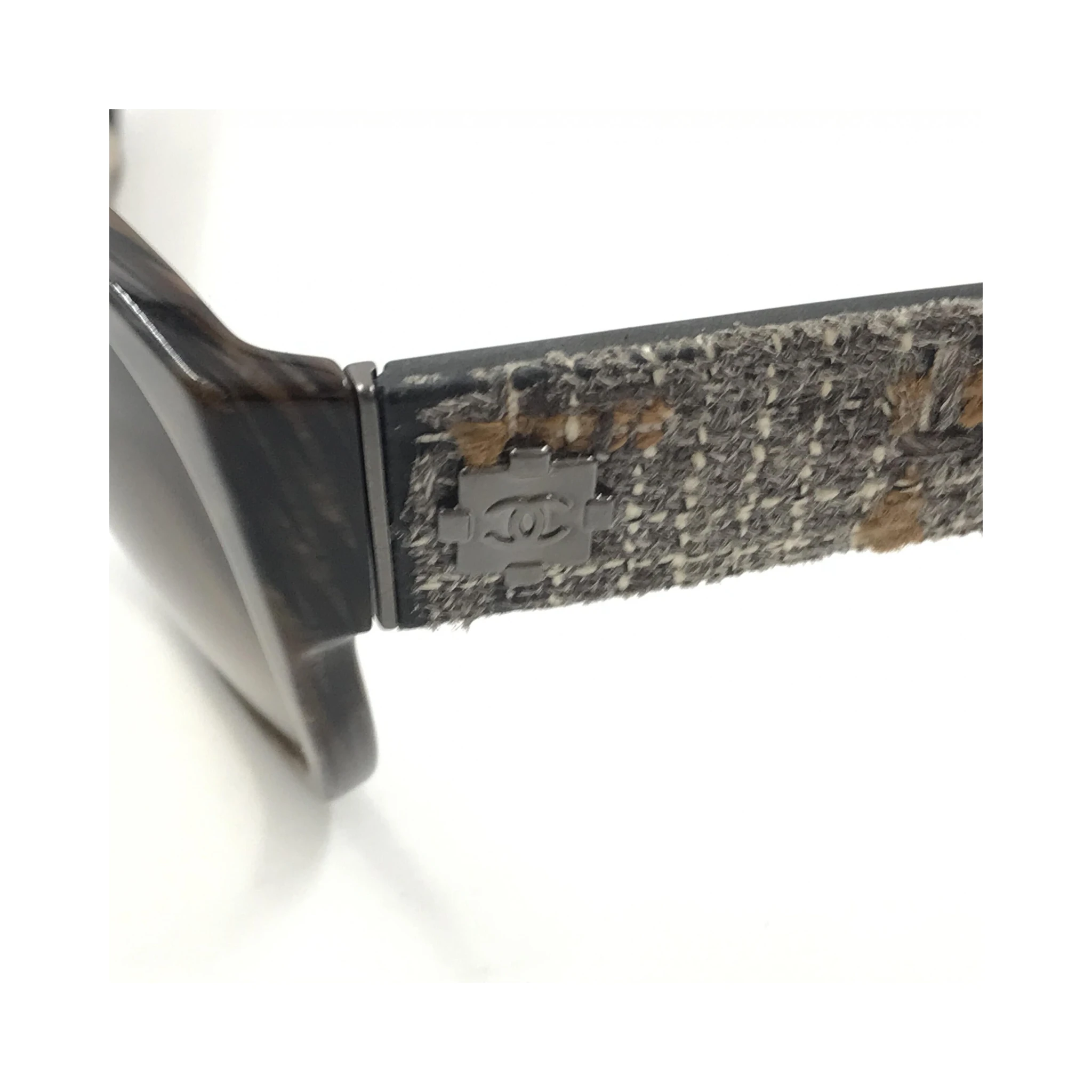 Brown Frame With Tweed Accents Sunglasses