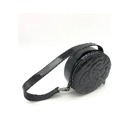 Black Patent Quilted CC Circle Mini Bag