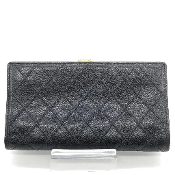 Black Quilted Leather Long Wallet