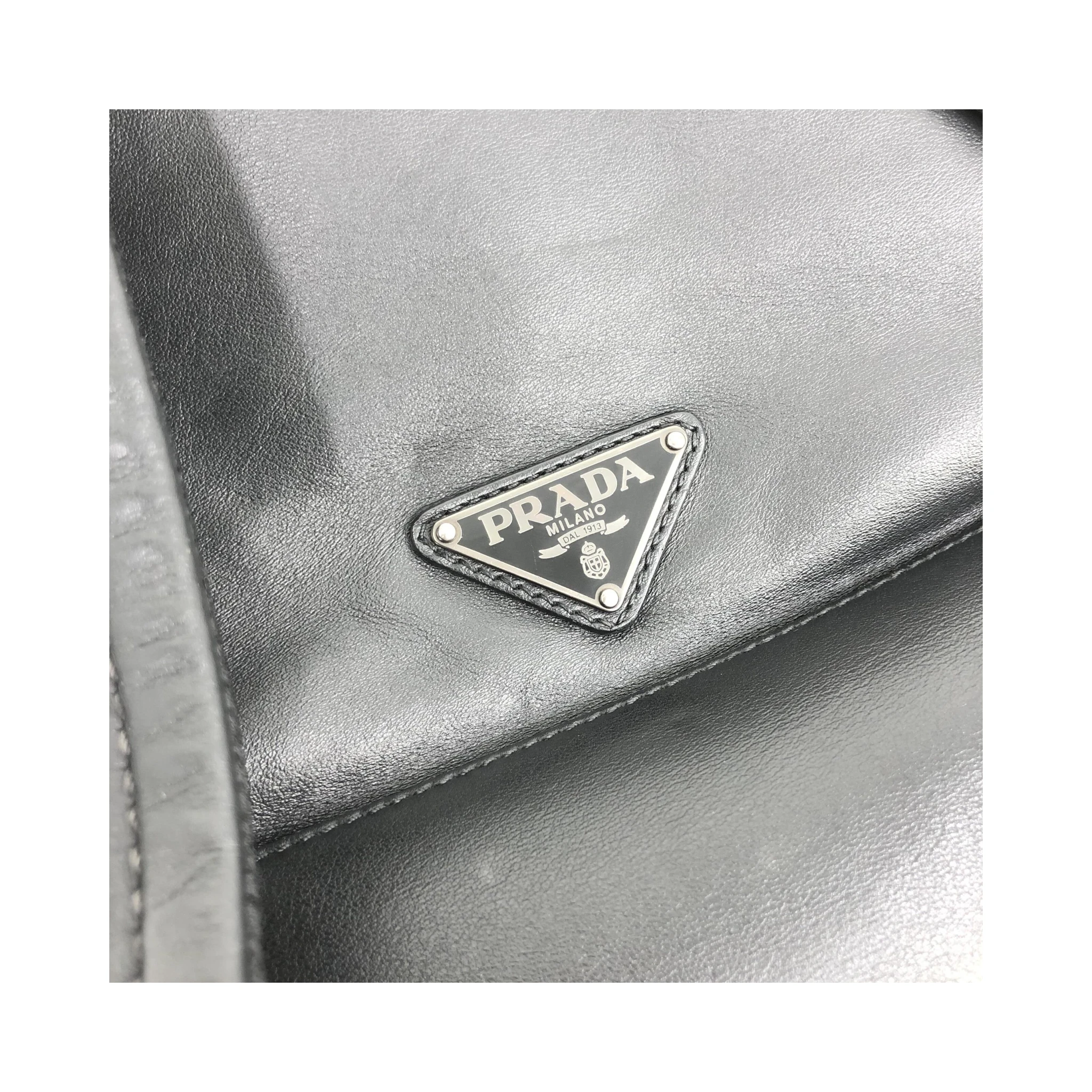 Black Leather Drawstring Backpack