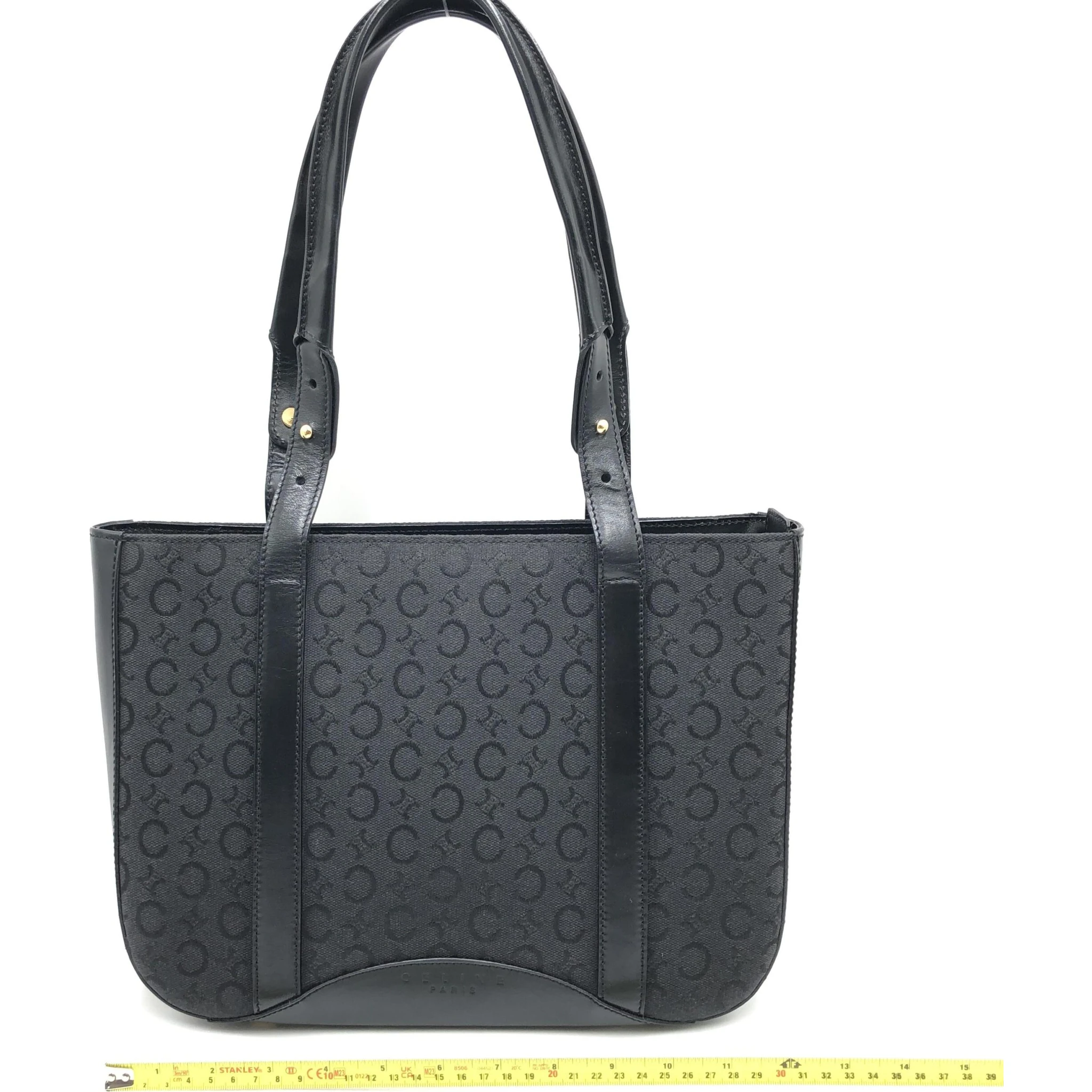 Black C Macadam Canvas Tote Bag