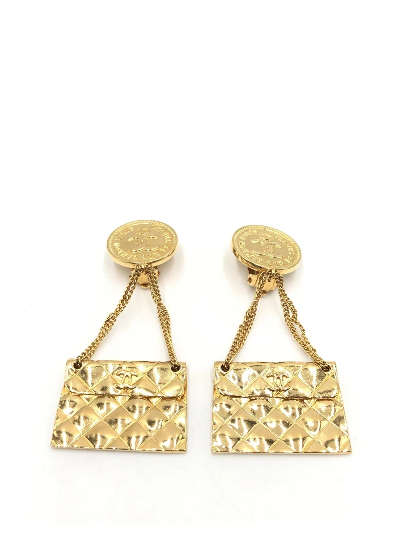Bag Motif Clip-On Drop Earrings