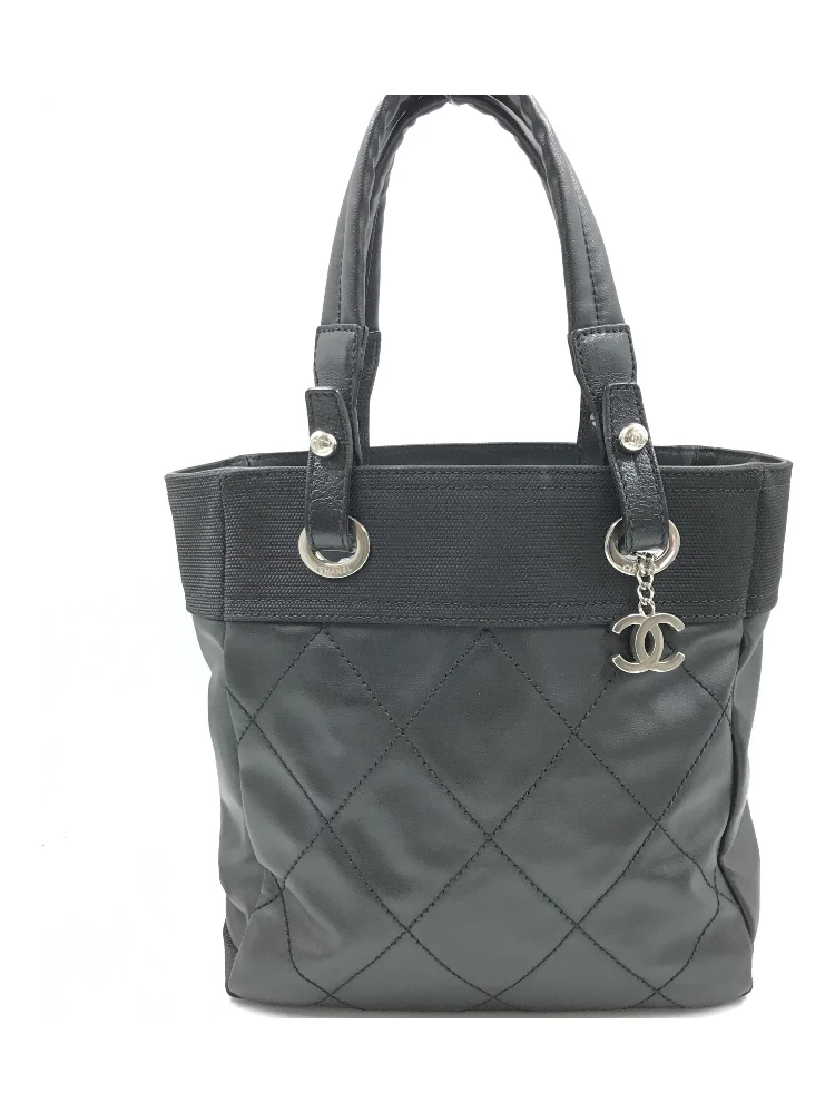 Chanel Black Canvas Paris-Biarritz Tote PM Handbag alternative