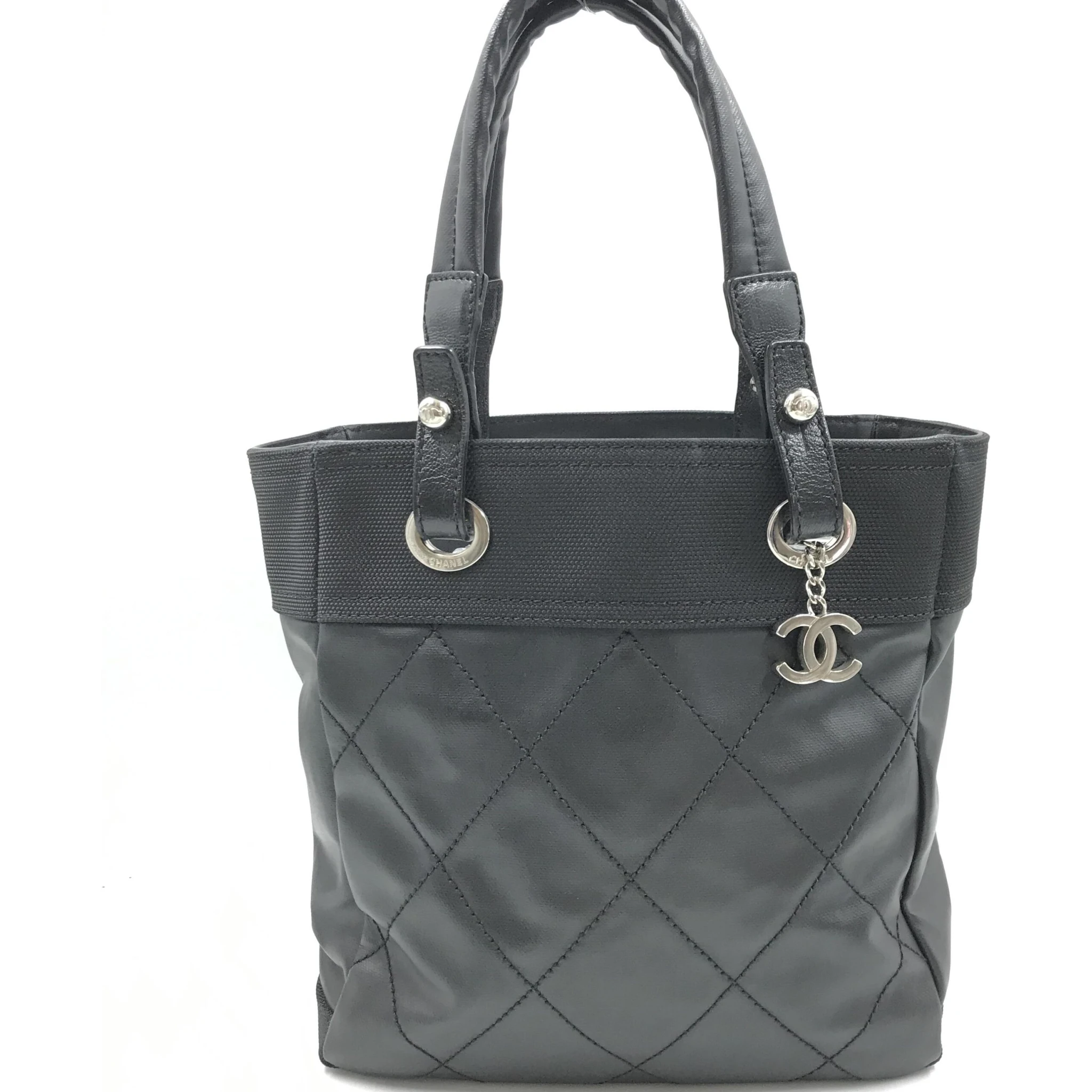 Chanel Black Canvas Paris-Biarritz Tote PM Handbag