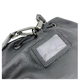 Black Leather Drawstring Backpack