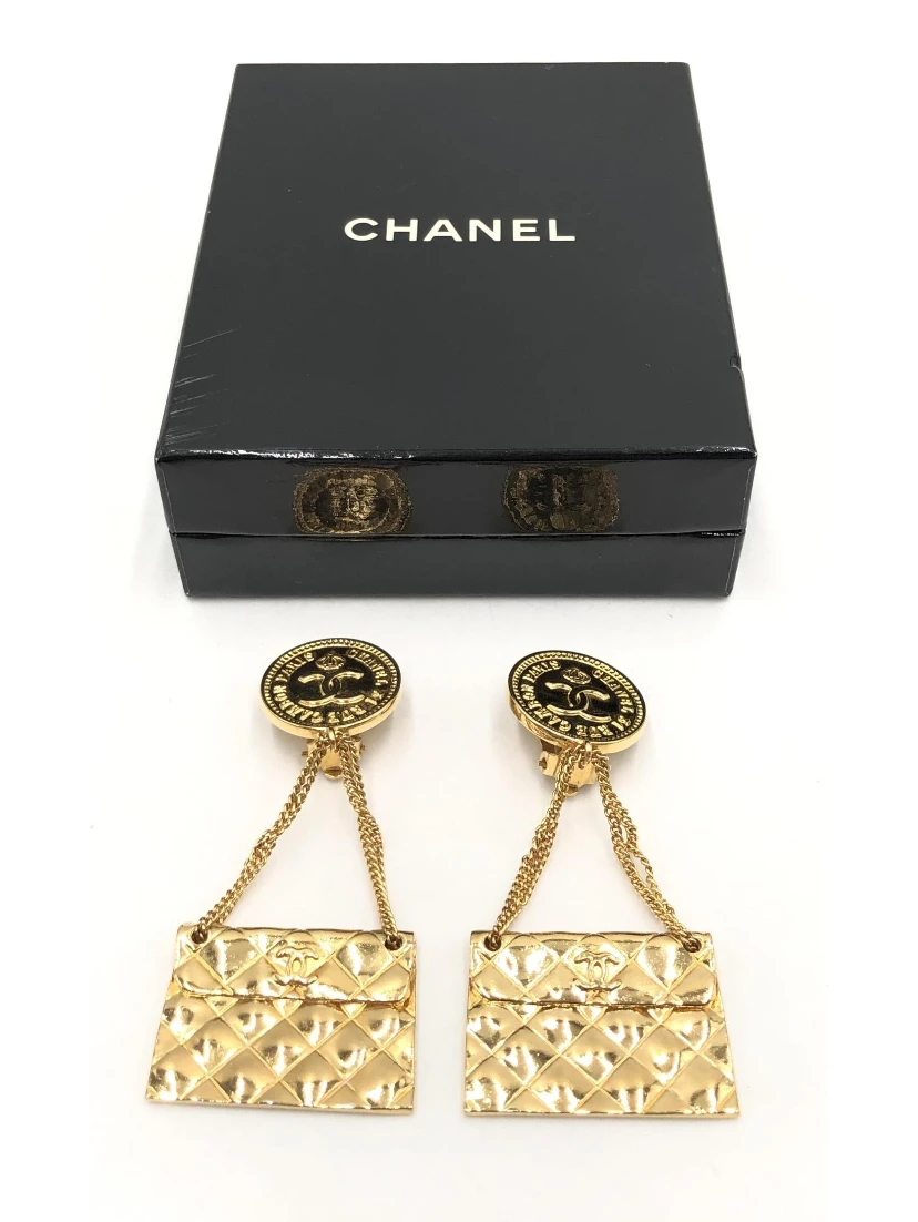 Bag Motif Clip-On Drop Earrings