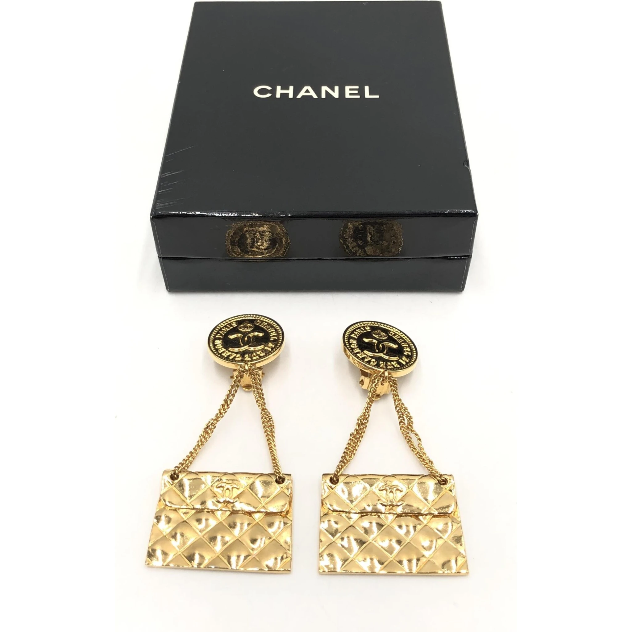 Bag Motif Clip-On Drop Earrings