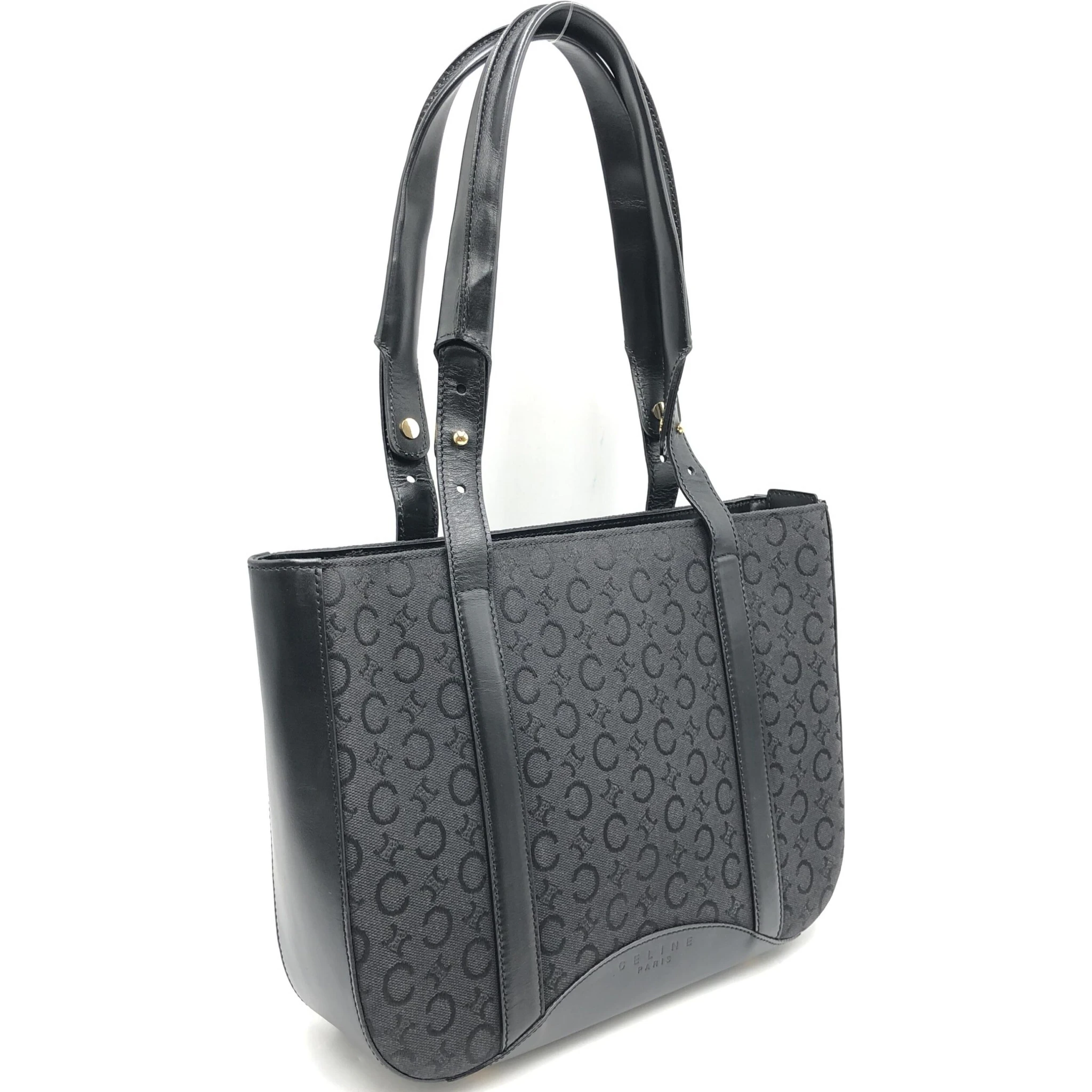 Black C Macadam Canvas Tote Bag