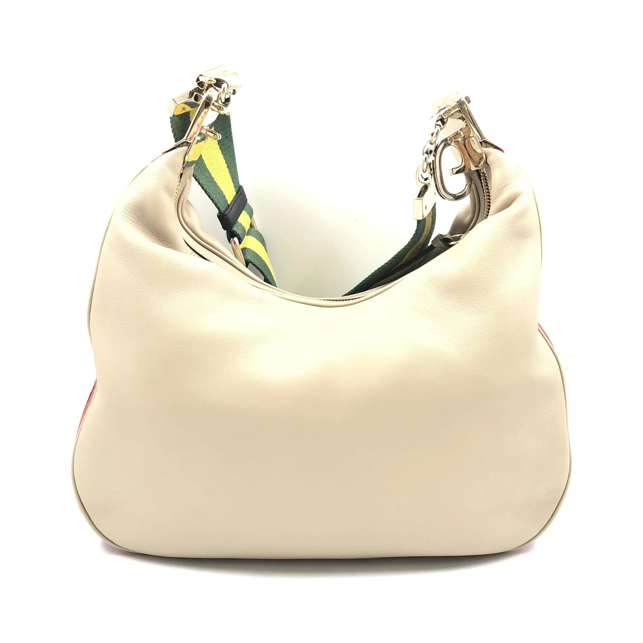 Gucci Aria Calfskin Web Large Attache Shoulder Bag Beige