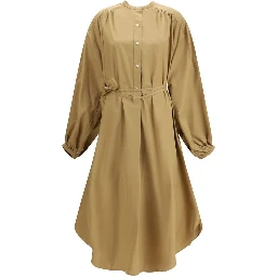 Beige Cotton Casual Dress