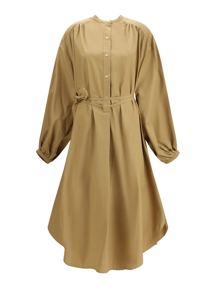 Beige Cotton Casual Dress