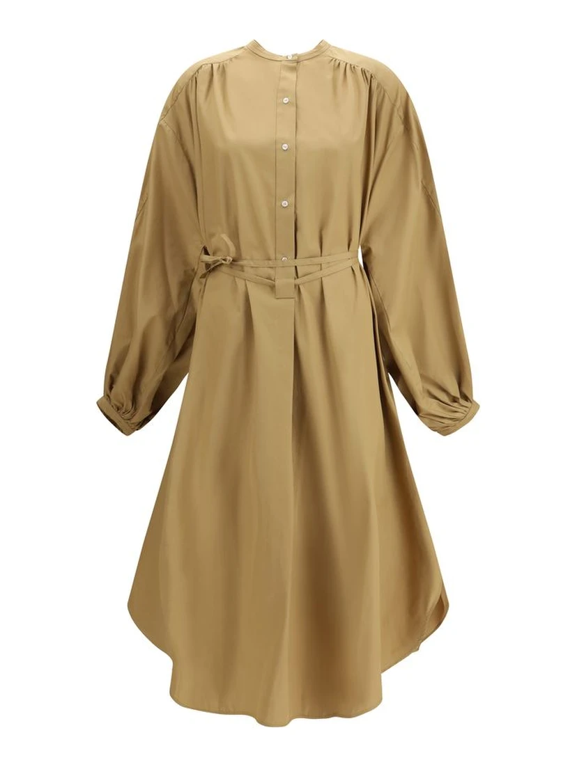 Beige Cotton Casual Dress